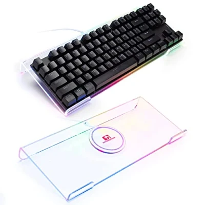 Imagen de MAMBASNAKE Soporte para Teclado PC Inclinado, Ergonómico Computer Keyboard Holder Mini 60% 85% Teclado, Elevador de 366 RGB Backlit Premium Clear Acrílico Tray Office &amp; Game