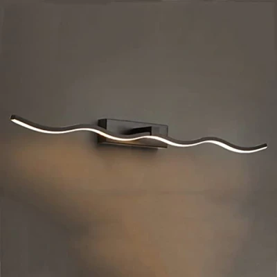 Imagen de OJT luz LED de espejo curvada 12 W, pared baño moderna, maquillaje regulable, lámpara para sala estar, dormitorio, armario con baño, 60 cm,Negro