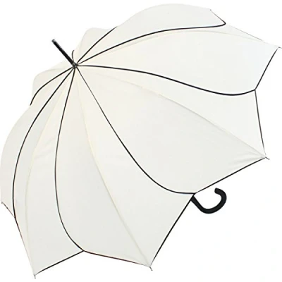 Imagen de Pierre Cardin Sombrilla para mujer, grande, estable, con automático, girasol, Blanco, 105 cm, Paraguas palo automático