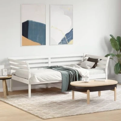 Imagen de vidaXL Sofá Cama, Somier de Listones Invitados, Estructura Mueble para Salón Dormitorio, Madera Maciza Pino Blanco 90x190 cm