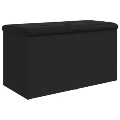 Imagen de vidaXL Banco con Almacenaje, Almacenamiento para Juguetes Cojines, Zapatos, Asiento Pasillo Salón, Madera de Ingeniería Negro