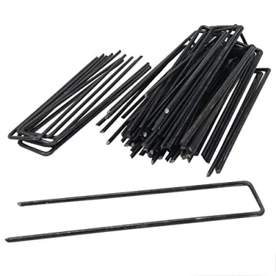 Imagen de ToCi 50 Anclajes de Tierra 150 x 25 mm Alambre Acero Ø 3 Anclaje Suelo para fijación malezas, láminas, mangueras