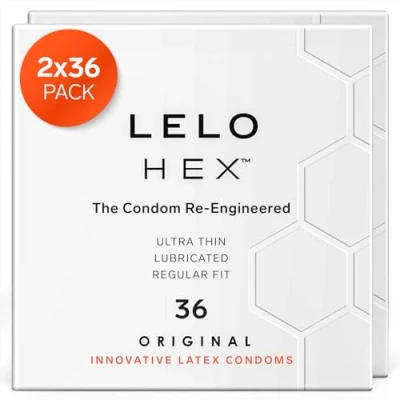 Imagen de LELO HEX Original Condones Ultrafinos con Mayor Resistencia, Preservativos para Hombre, 54 mm de Diámetro (Paquete 72)