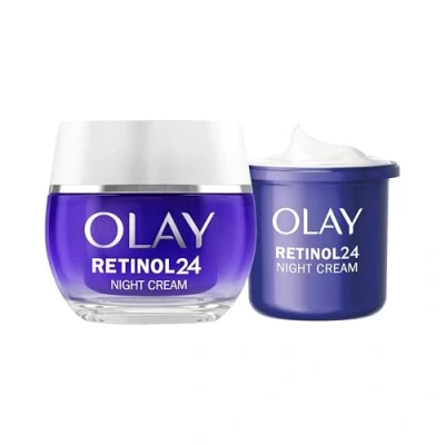 Imagen de Olay Regenerist Retinol24 50ML Y Refill/Recambio 50ML. Crema De Noche. Efecto Antiarrugas Con Hidratación 24h. Piel Más Suave Radiante