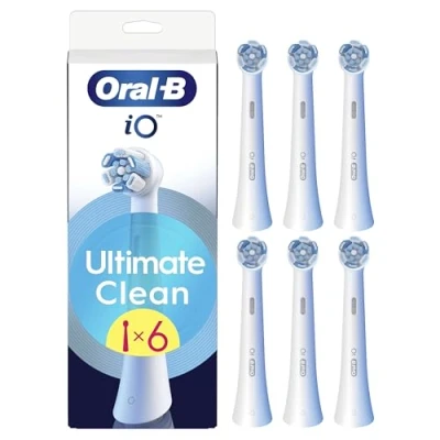 Imagen de Oral B Series iO Ultimate Clean Cabezales De Recambio Originales, Pack 6 Recambios Blancos Para Cepillos Dientes Eléctricos iO, Eliminación Profunda La Placa Bacteriana
