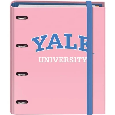 Imagen de Dohe Archivador 4 Anillas con Recambio 100 Hojas Tamaño A4, Cierre Goma, Separadores de Colores, Sobre Portadocumentos, Papel 90 g/m², Compresor, Material escolar Yale University Pink Lady