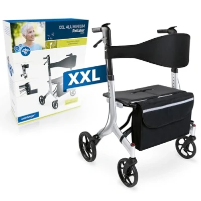 Imagen de Weinberger Andador XXL de aluminio, estable hasta 180 kg, dispositivo médico clase 1, certificado SGS, plegable, altura ajustable, estable, 02262