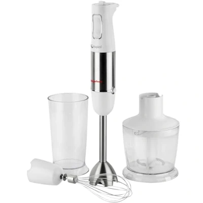 Imagen de MAGEFESA ® Velouté Inox Plus batidora de mano con potencia 500 W, incluye vaso medidor 700 ml y picadora, cuchillas acero inoxidable, regulador potencia, mango ergonomico, facil limpieza