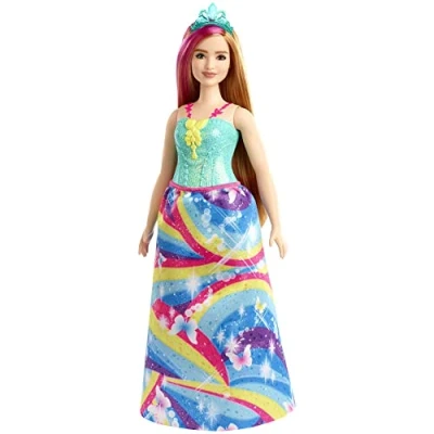 Imagen de Barbie Dreamtopia Muñeca Hada con Top Azul y Falda Arcoiris, Curvy (Mattel GJK16)
