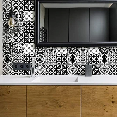 Imagen de Ambiance Sticker Vinilos Autoadhesivos, Decoración de Paredes, Adhesivos Azulejos para Baño y Cocina Rosario 9 Vinilo 10 x cm