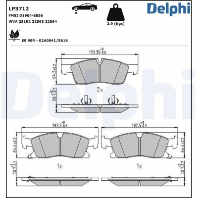 Imagen de DELPHI LP3712 Juego de pastillas freno con avisador acústico desgaste Chapa antichirridos sin accesorios JEEP: GRAND CHEROKEE 4