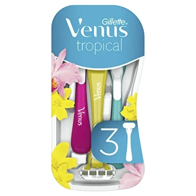 Imagen de Venus Tropical Máquinilla Desechables de Depilación Para Mujer, Pack 3, afeitar