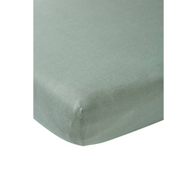 Imagen de Sábana bajera Meyco Baby Uni para la cuna (sábana jersey suave, ajuste perfecto gracias al cordón elástico alrededor, transpirable, dimensiones: 70 x 140 cm), verde piedra