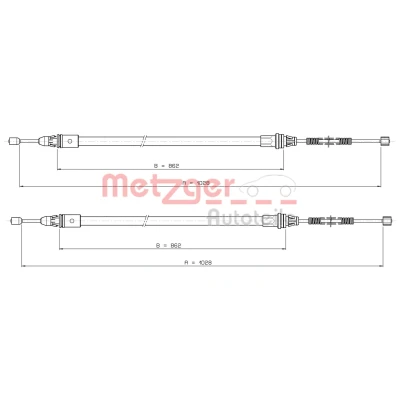 Imagen de METZGER 10.9337 Cable de Freno Mano Atrás izquierda, derecha 1028/862 Tambor