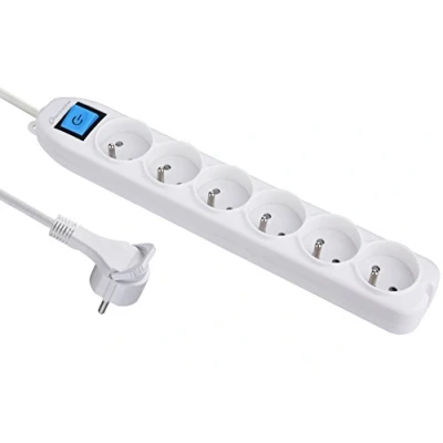 Imagen de Electraline 32043 Regleta de 6 enchufes con interruptor/enchufe plano 1,5 m blanco