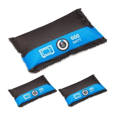 Imagen de Relaxdays Pack de 3 Bolsas Antihumedad para Coche, Accesorios Anti Empañamiento y Vaho, Reutilizables, Negro Azul, Tela no Tejida, 3,5 x 18 10,5 cm