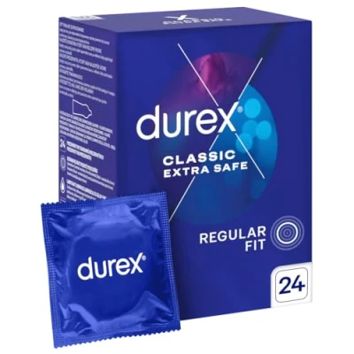 Imagen de DUREX CLASSIC EXTRA SAFE Condones lubricantes más gruesos 24 unidades