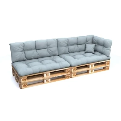 Imagen de POKAR Juego de Cojines aconchadas 6 Piezas para Europalés: 2X Asiento 120x80cm +2X Respaldo 120x40cm + 1x 60x40cm Lateral cojín Decorativo 40x40cm, sofá paletas, sin palés, Azul