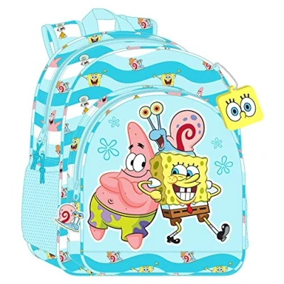 Imagen de Safta 612291180 Mochila De 33 Cm Adapt.Carro Bob Esponja Stay Positive 33X42X14Cm, Multicolor, 33x14x42 cm. (612291180)