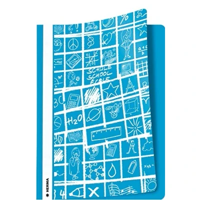 Imagen de HERMA Carpeta SCHOOLYDOO DIN A4 de plástico resistente y fácil limpiar con tiras etiquetado, Azul claro