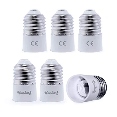 Imagen de Kundorf adaptador E27 a E14, 6 piezas Casquillo E14 portalámparas para bombillas LED, color blanco