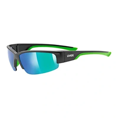 Imagen de uvex sportstyle 215, gafas deportivas unisex, de espejo, comodidad sin presión y sujeción perfecta, black matt green/green, one size