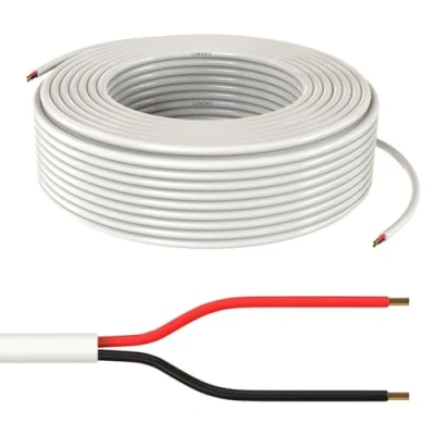 Imagen de Lumonic 2x 0,34mm² LED cable de control blanco 20m I flexible 2 hilos apantallado, prolongación LiYY, alimentació