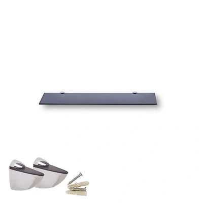 Imagen de Euro Tische estantería de pared cristal 40 x 17,8 cm, para baño, ducha con seguridad templado 6 mm y soportes metal, varios tamaños (negro)