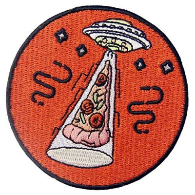 Imagen de Parche termoadhesivo para la ropa, diseño de X Archivos UFO Pizza
