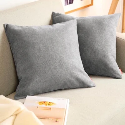 Imagen de Blumtal Juego de 2 Funda para cojín Chenilla Fundas Decorativas sofá con Cremallera Cubierta, Gris, 45 x cm