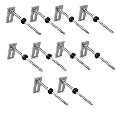 Imagen de Offgridtec Tornillo M10 x 200 de acero inoxidable, altura regulable, incluye chapa adaptadora, junta goma EPDM