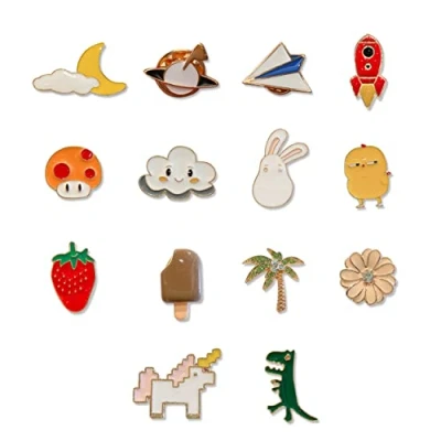Imagen de 14 Piezas Broche de Dibujos Animados, Alfileres Alfiler Insignias, Pin Solapa Esmalte Lindo Regalos Insignias Para Ropa Suéter Chaqueta Mochila Sombrero