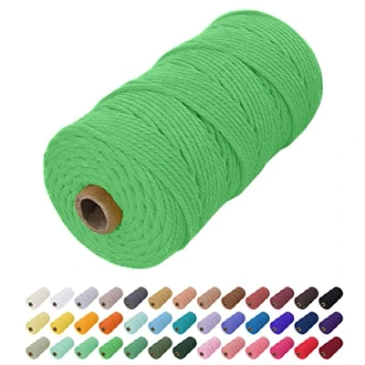 Imagen de Uiopa Hilo Macrame 2mm x 200m, Cuerda de Algodon Natural Cordel, Manualidades para DIY Pared, Cortina, Colgar Plantas, Decoracion Dormitorio (Pasto verde)