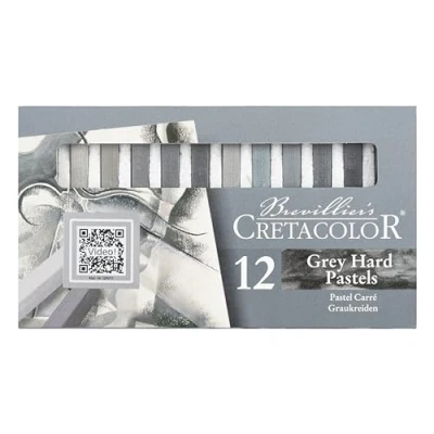 Imagen de CRETACOLOR Pasteles duros grises, lápices de color gris, 12 unidades, resultado brillante, impresionante resistencia a la luz, máxima calidad, difuminables, se pueden colorear con agua