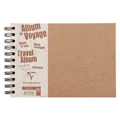 Imagen de Clairefontaine 781061 C Álbum de viaje, A4 horizontal Age Bag, con rayas, 40 bla, color marrón A5 liniert