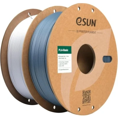 Imagen de eSUN PLA Filamento 1.75mm, Basic Precisión Dimensional +/ 0.05mm, 1KG por Carrete, 2 Carretes para 3D Impresorass,Gris y Blanco Frío