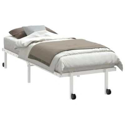 Imagen de vidaXL Estructura de Cama sin colchón Plegable Blanco Acero 75x190 cm, Marco Metal, Plegable, Base