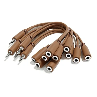 Imagen de ExcelValley 5 Pack Cables Patch Mono Divisor Y TS 3,5mm 1/8&quot; Eurorack Sintetizador [Marrón]