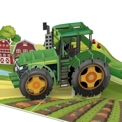 Imagen de MOKIO® Tarjeta Pop Up Tractor de felicitación 3D para un cumpleaños, regalo emergente niñas y niños