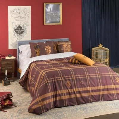 Imagen de BELUM Funda nórdica Harry Potter, con Botones 100% algodón Modelo Gryffindor Cuadro para Cama de 105 (180x220 cm)