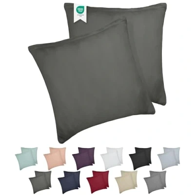 Imagen de BARBONS Fundas Almohada 80x80 Juego de 2, 100% Algodón, Cremallera Invisible Tejido Suave y Lavable Transpirable Certificado Oeko Tex Decorativas para Sofá Silla (80x80) cm Anthracite