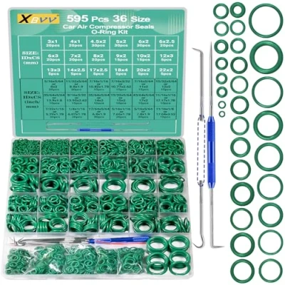 Imagen de XBVV 595 piezas métricas y SAE aire acondicionado kit de juntas tóricas para automoción A/C, compresor grifo profesional sellado reparación con