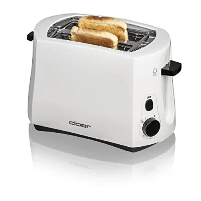 Imagen de Cloer 331 Cool Wall Tostadora, 825 vatios, para 2 tostadas, calentador de panecillos incluido,bandeja las migas, dispositivo post elevado, blanco