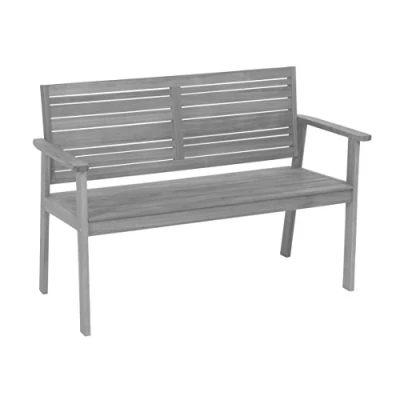Imagen de greemotion Silla &quot;MAUI&quot; con respaldo y asiento cómodo para jardín, terraza, balcón patio, Madera de acacia FSC 100 %, 58/83/56 cm, gris