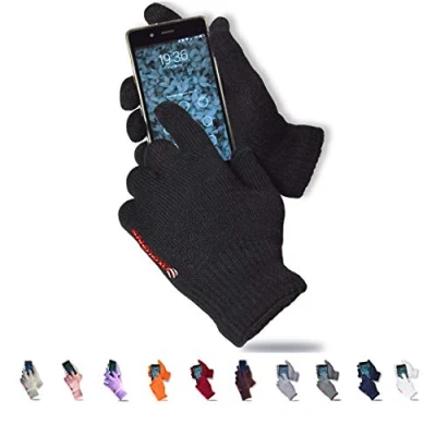 Imagen de AXELENS Guantes Táctiles Invernales Calientes Cómodos Unisex Interno de Suave Felpa para Smartphones, Teléfonos Móviles y Tablets Universales Hombre Mujer Confección Regalo Incluida Negro