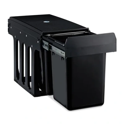 Imagen de Relaxdays Cubo de Basura 2 Compartimentos, Papelera Cocina Extraíble Bajo Fregadero, 2x8 Litros, 35,5 x 25 47cm, Negro