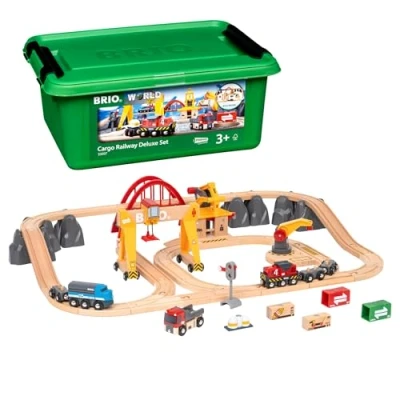 Imagen de BRIO WORLD Set Deluxe de circuito tren para transporte mercancías, 54 Piezas, Edad 3+ Años