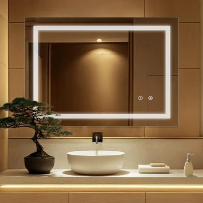 Imagen de Sanitemodar LED Espejo de Baño 50x70cm, con Luz Antivaho, Pared Interruptor Táctil