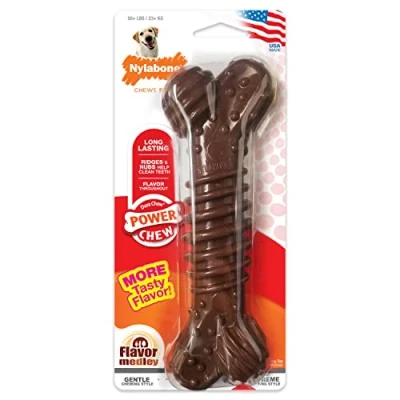 Imagen de Nylabone morder Juguete masticable en Forma higiene Dental mordida agresiva, Hueso con Textura, Mezcla de sabores, para Perros Adultos más 23 Kilos, Nylon, No se Aplica, Extra Large