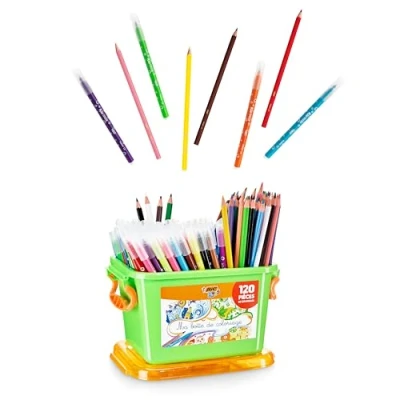 Imagen de BIC Kids Colouring Set, Lápices de Colores y Rotuladores para Niños en Variados Vibrantes, Caja 120 Unidades, Incluye Almacenamiento